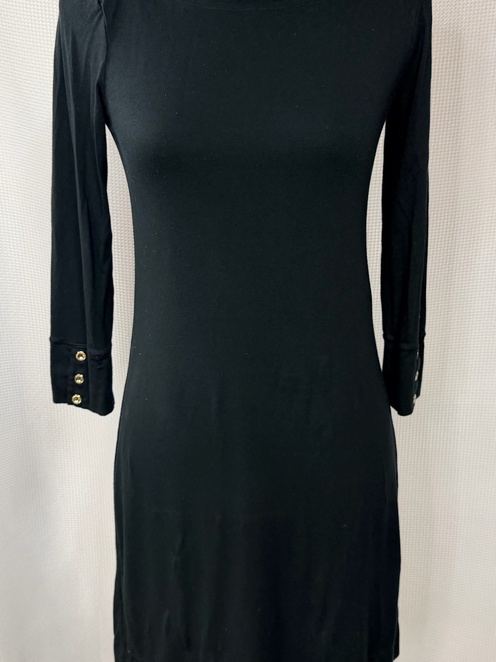 Lilly Pulitzer Black Long-Sleeve Dress with Gold Button Cuffs